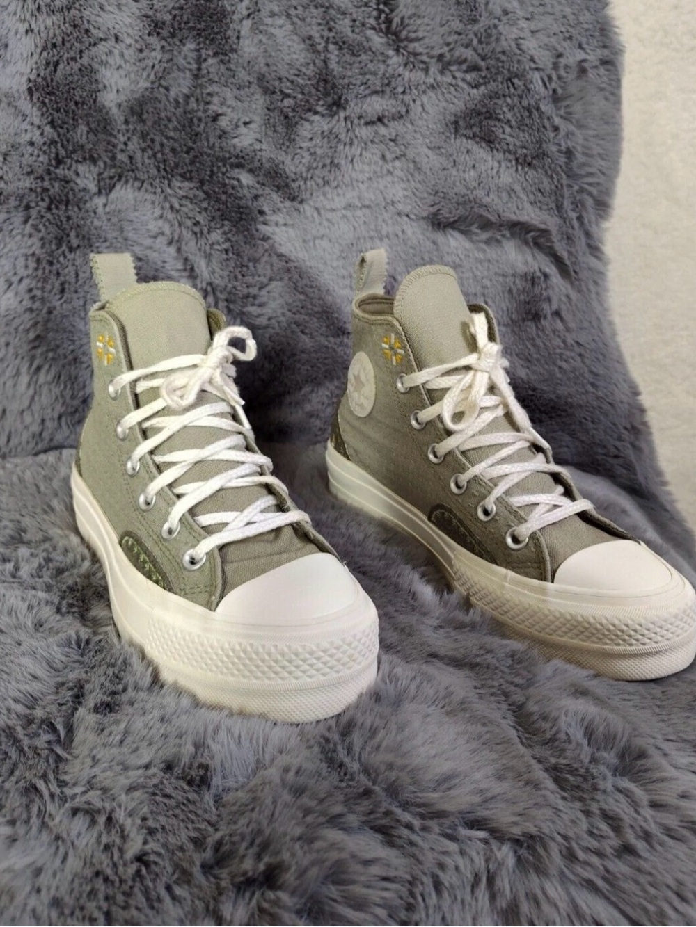 Chuck Taylor All Star Lift Platform Women Sneaker 6 Green Autumn Embroidery Shoe